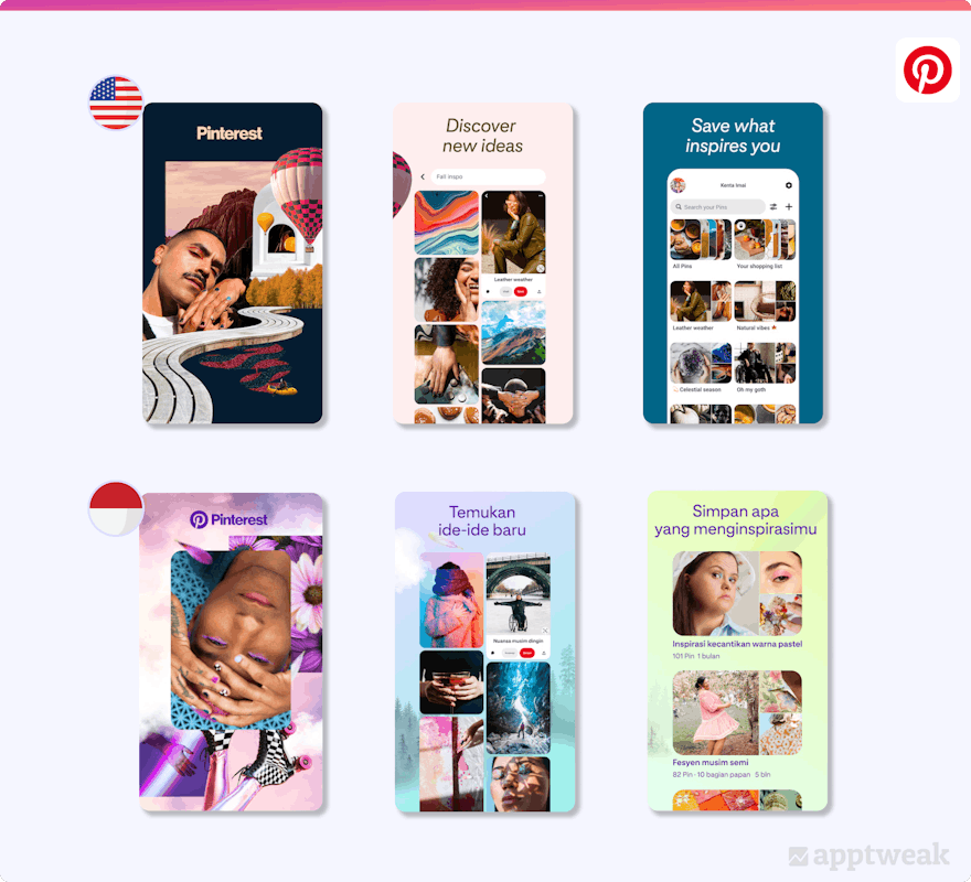 印度尼西亚应用屏幕截图倾向于使用霓虹色