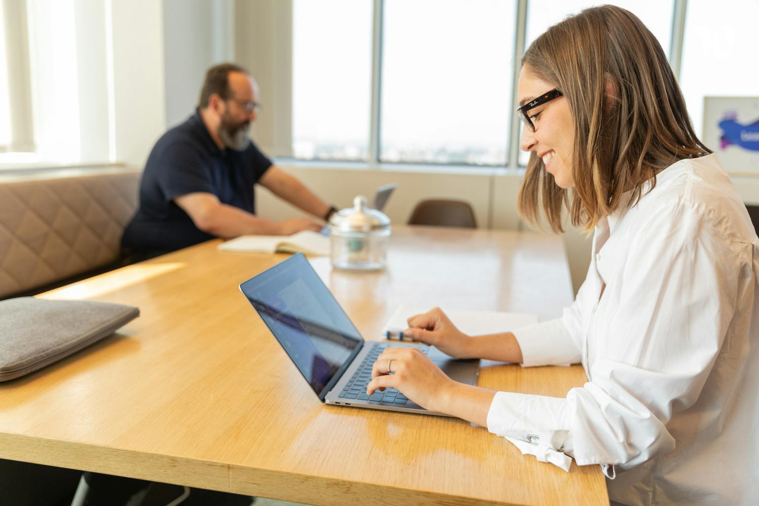 lara on computer and oli pic