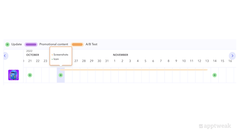 AppTweak allows you to track A/B tests made by your competitors and see which variant they implemented