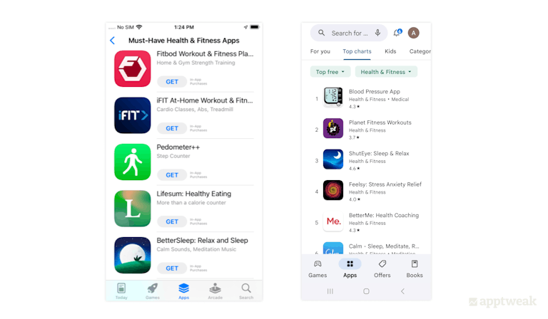 iOS 与 Google Play 上的类别列表之间的差异
