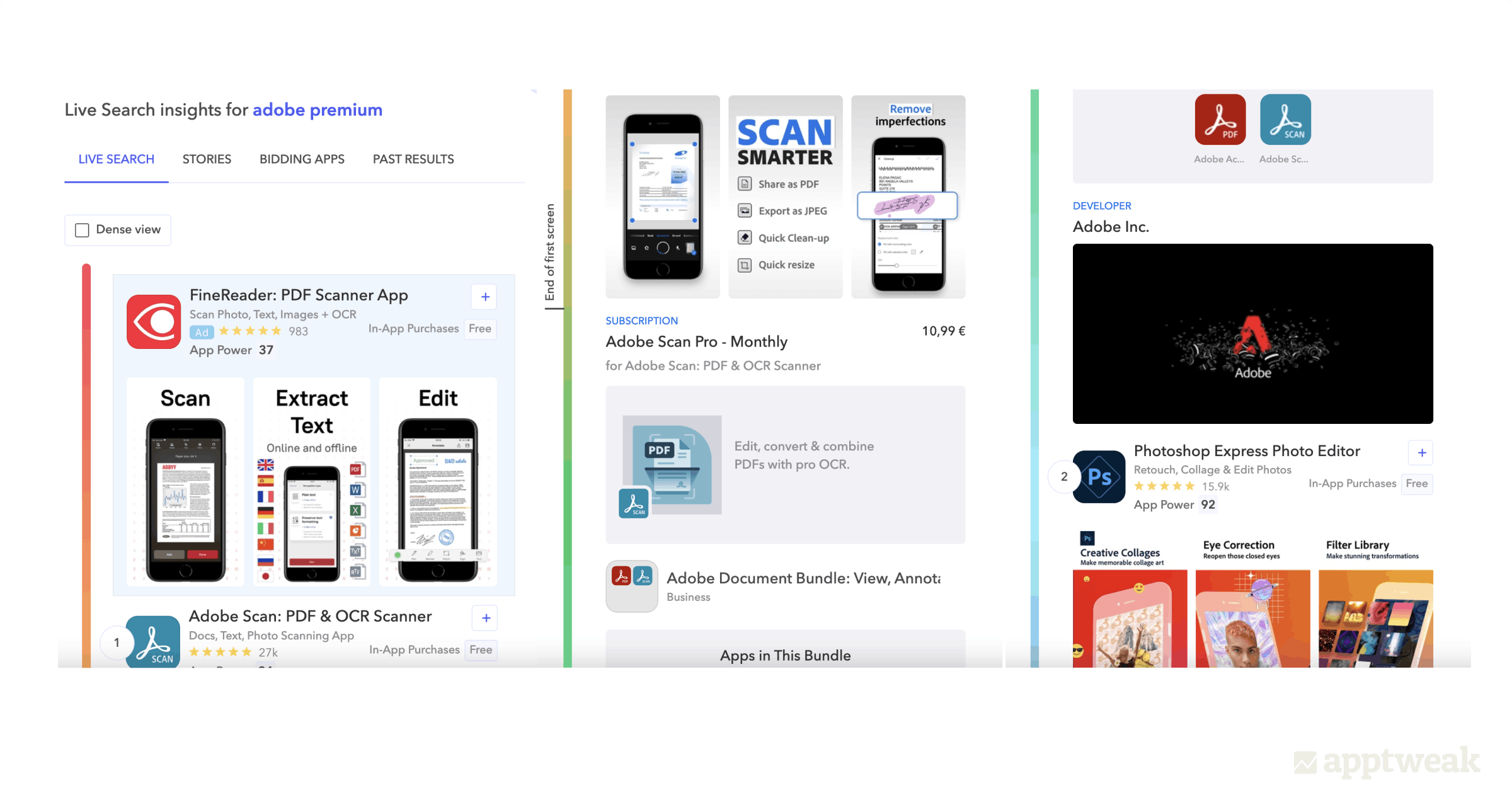 Live Search for “Adobe Premium” on iOS16 - US.