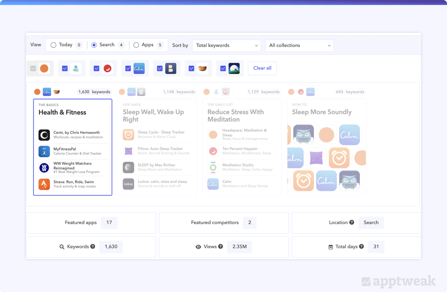 アプリストアであなたまたはあなたの競合他社が特集されている場合を視覚化および監視