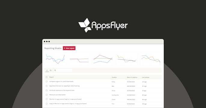 AppsFlyer 集成现已在 Reporting Studio 中可用
