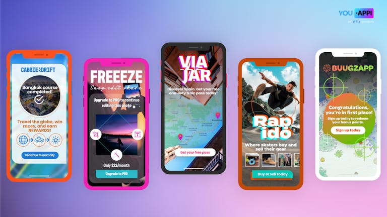 Eye-catching interstitial mobile ads featuring short, quippy copy can re-engage users to take a desired action in your app