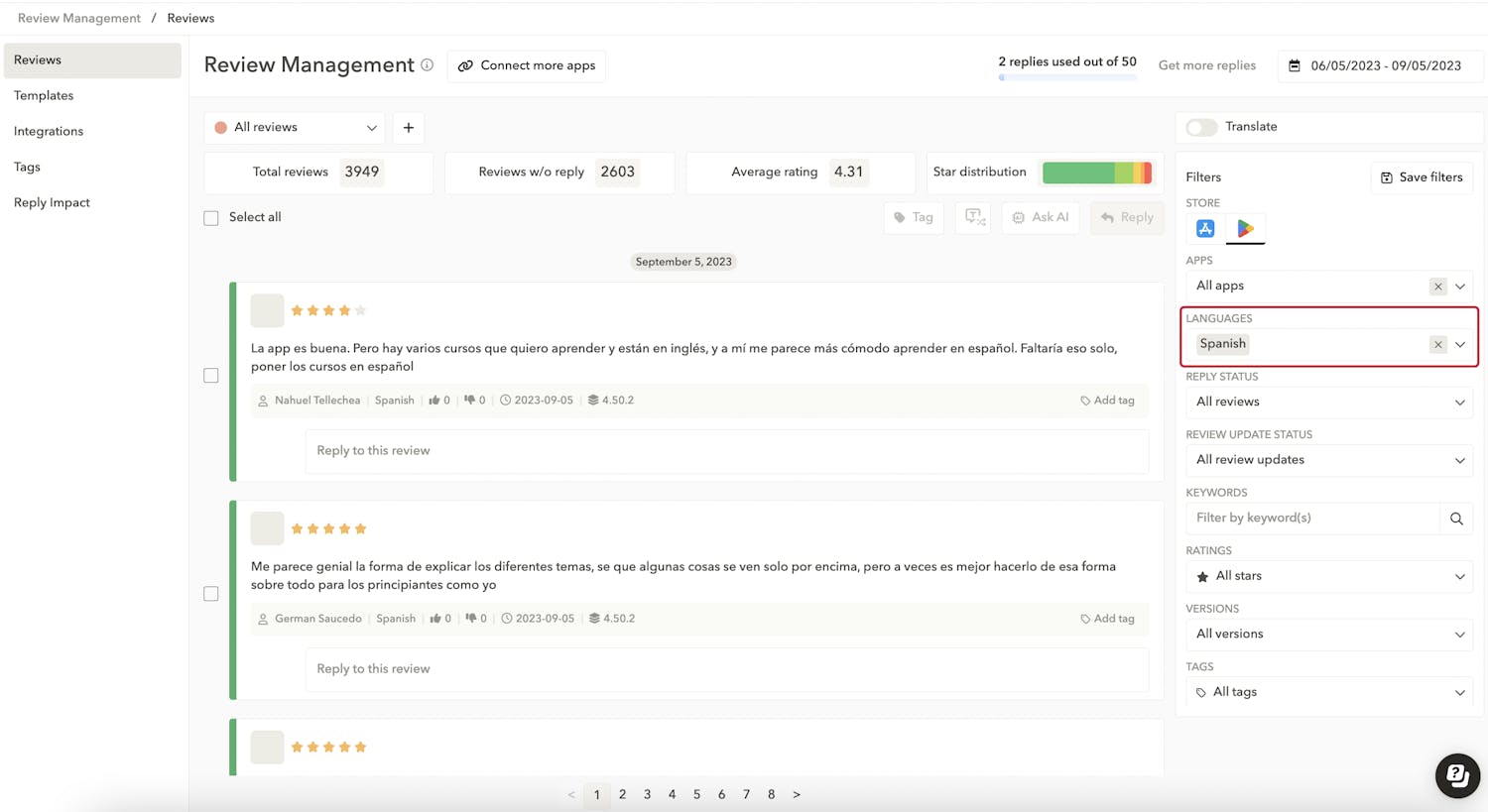 AppTweak Review Management
