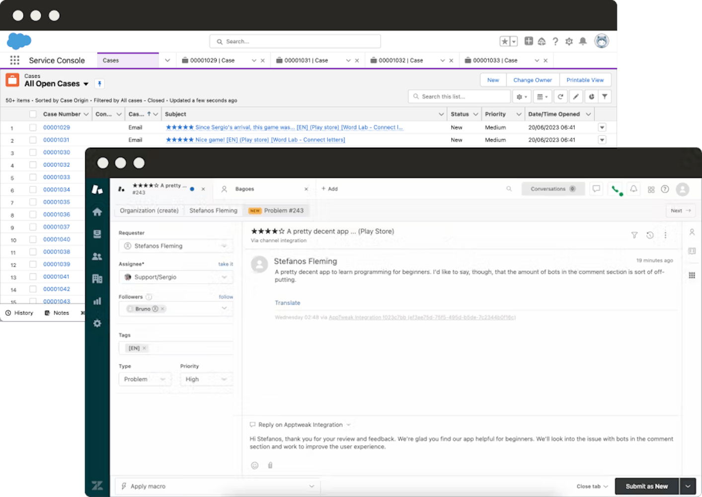 App Reviews Tool - Receive & reply to reviews from Zendesk or Salesforce