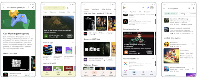 Examples of featurings on Google Play