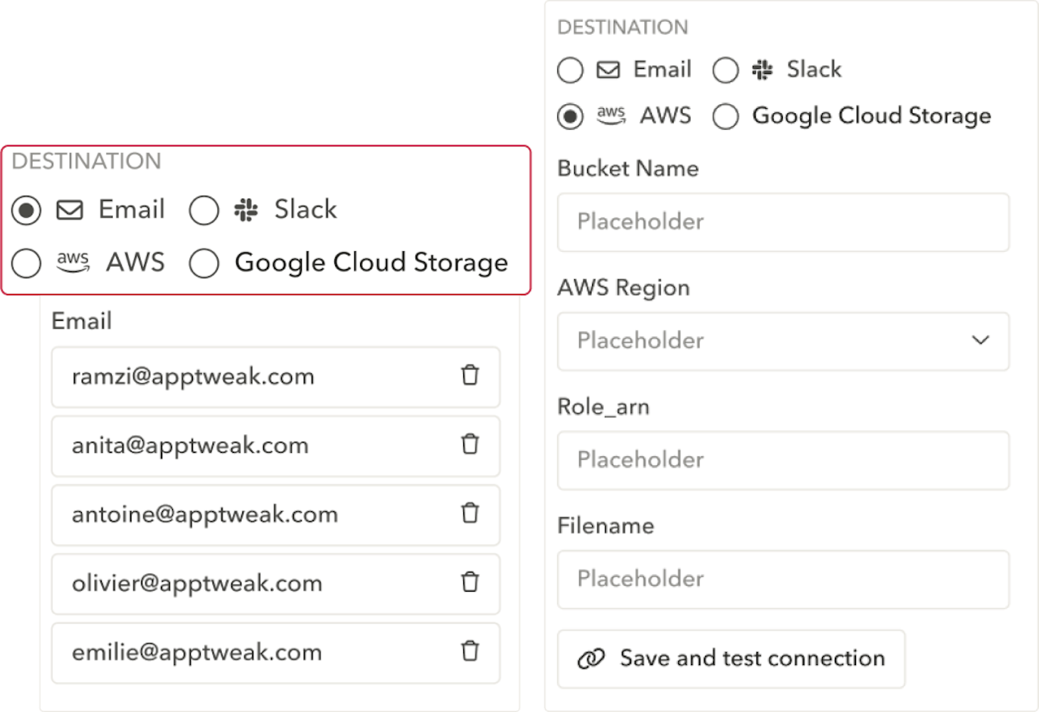 Automated Exports - Select your preferred destination