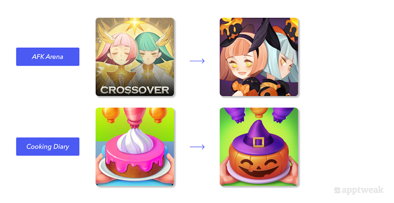 AFK Arena and Cooking Diary updated their icon for Halloween to make their product page more appealing during the seasonal event
