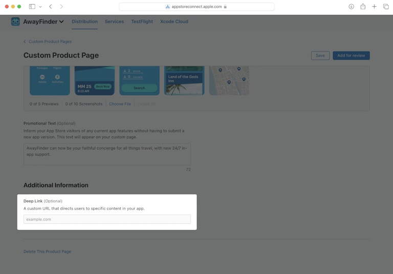 Deep links allow you to cut