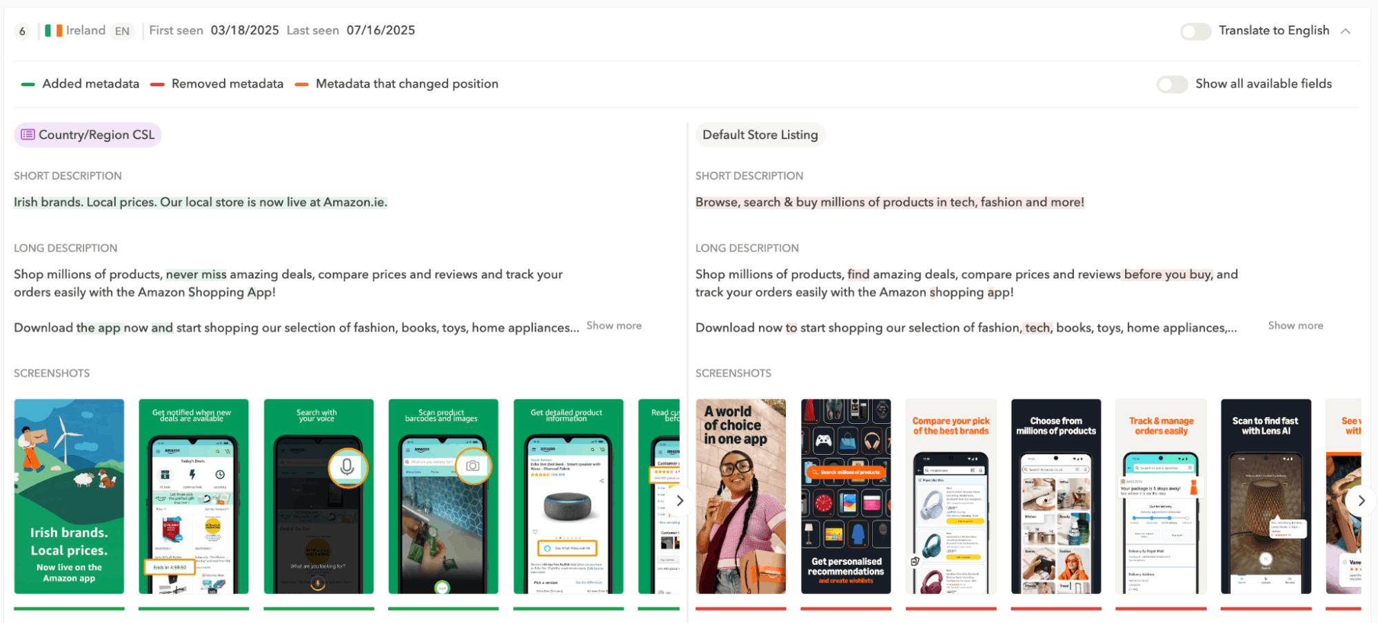 example csl from amazon (ireland) 