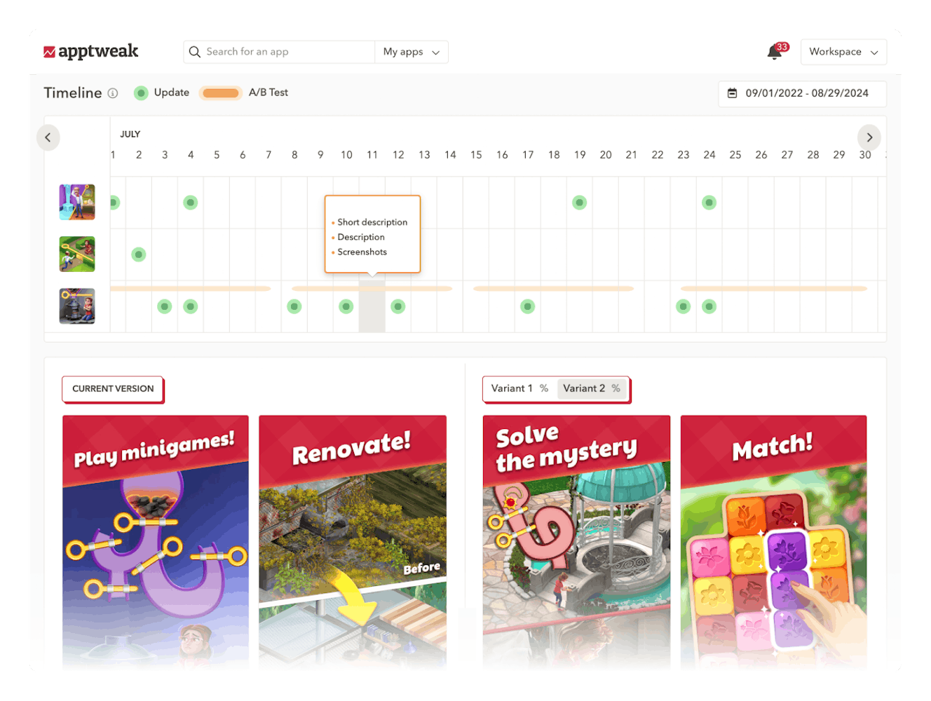 App competitor analysis - Spy on competitors’ metadata updates & A/B tests