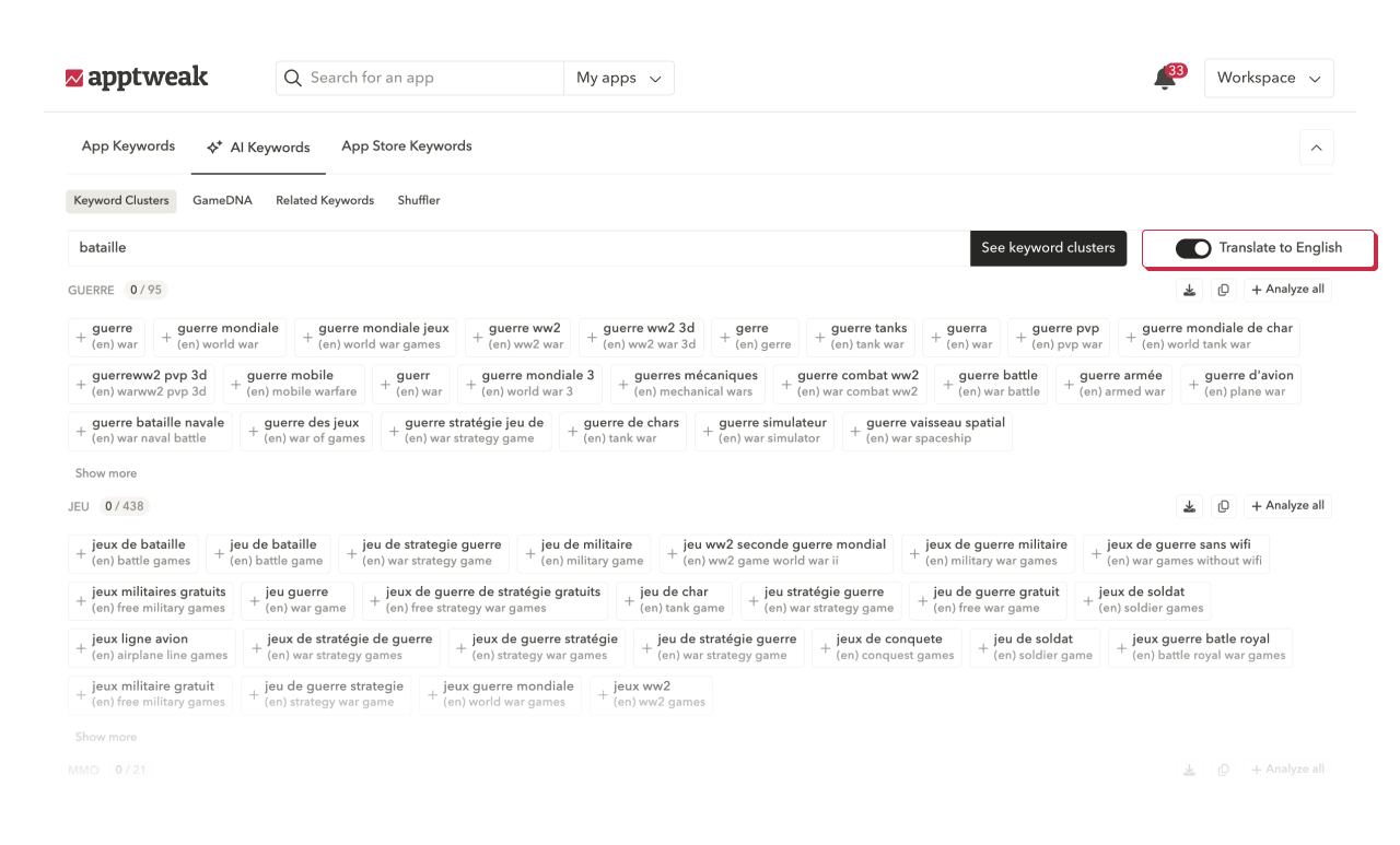 Suggestion tools: Auto-translate