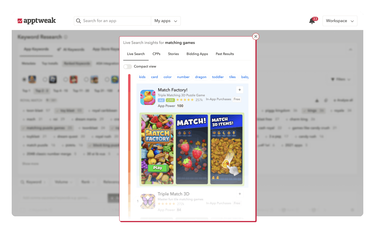 Suggestion tools: Live search
