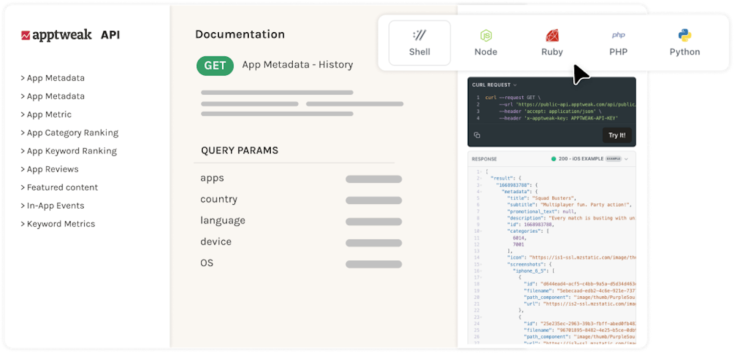 App Store API - Intuitive documentation​