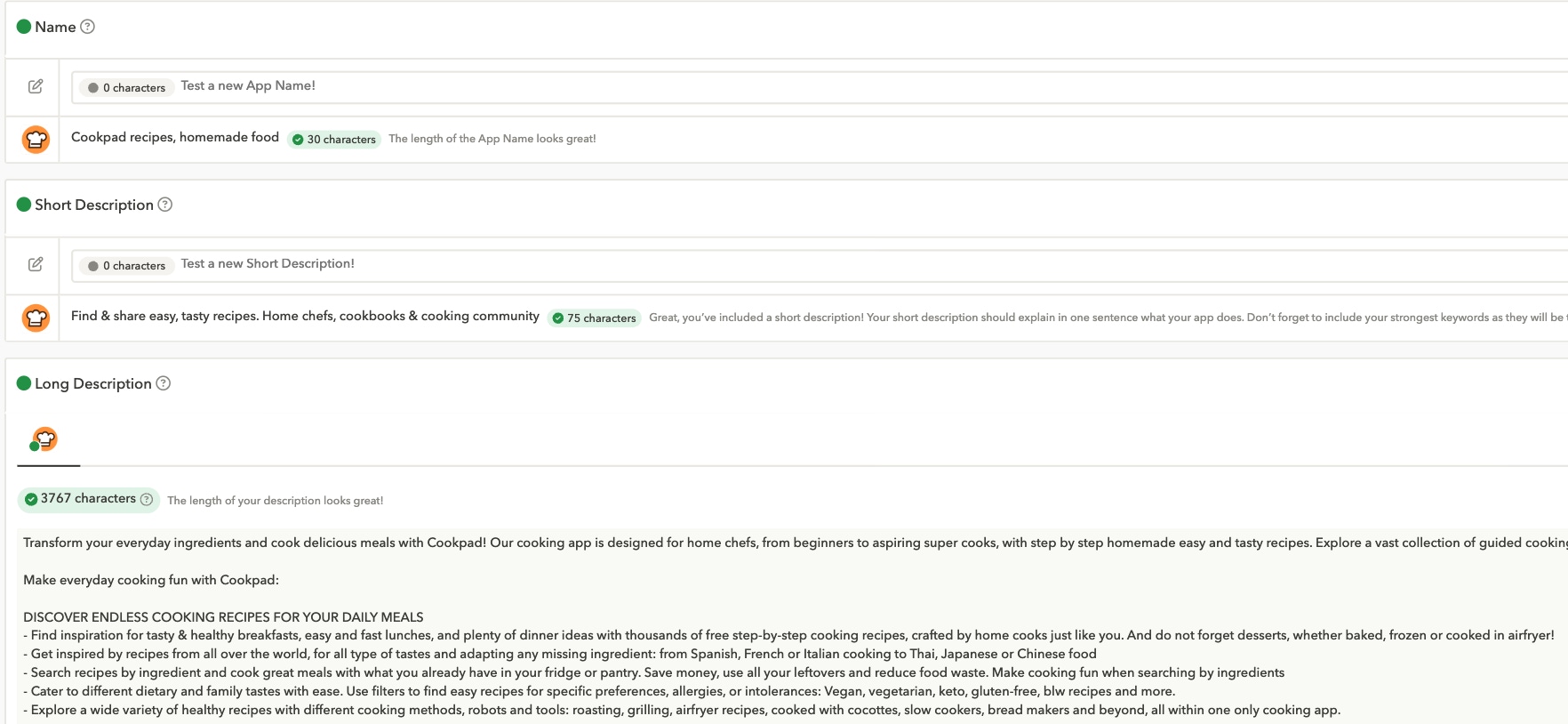 Google Play Store ASO can be done in AppTweak, like this example of Cookpad.