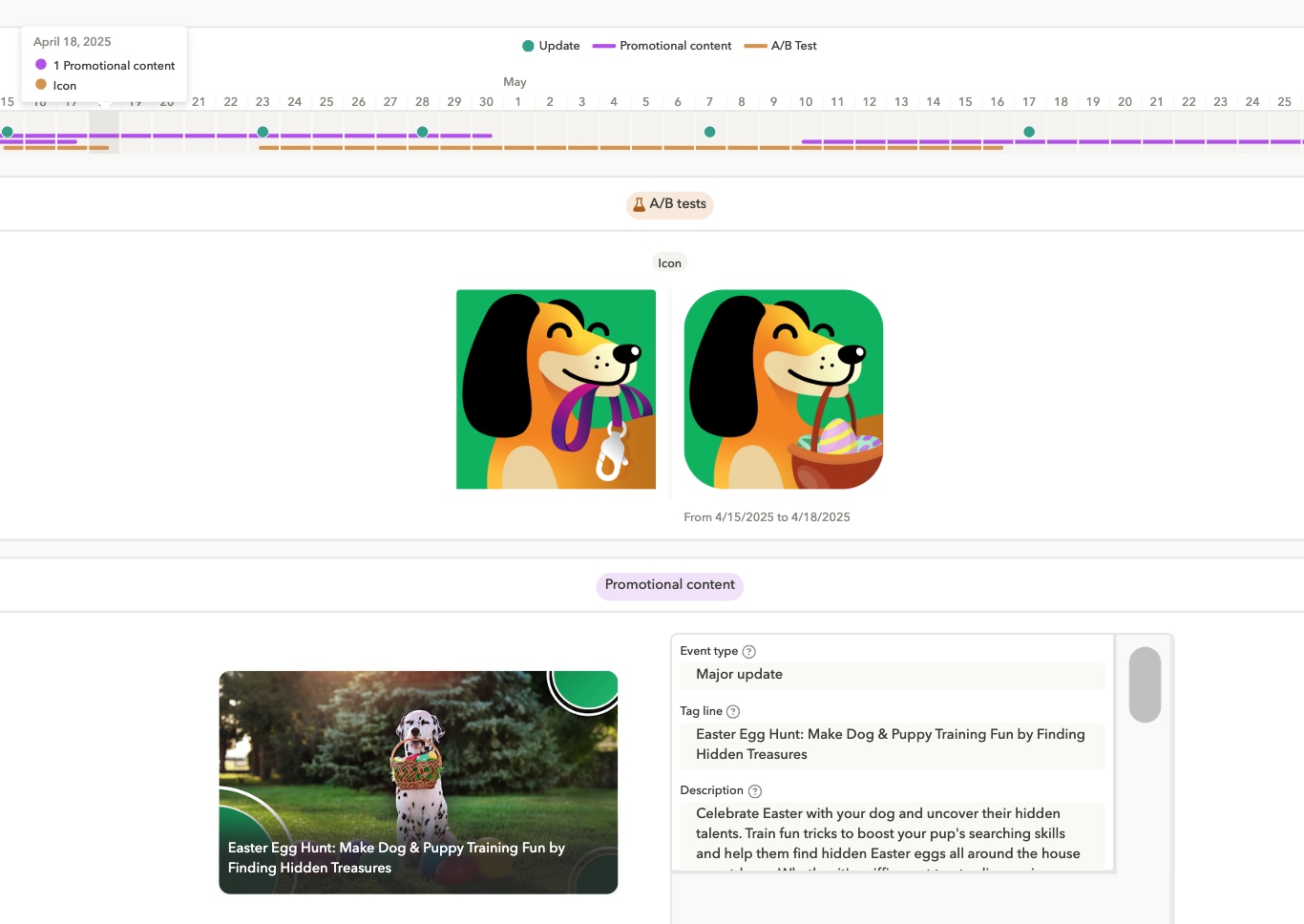 Google Play vs App Store in AppTweak, you can see metadata and creative strategies of your competitors for both platforms.