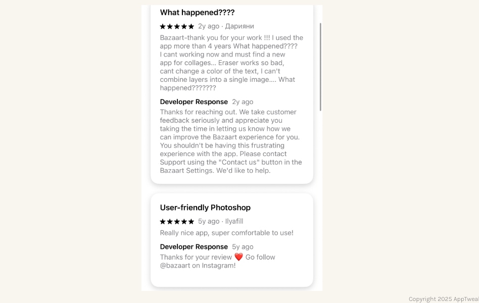 An example of how to respond to app store reviews in a personalized way
