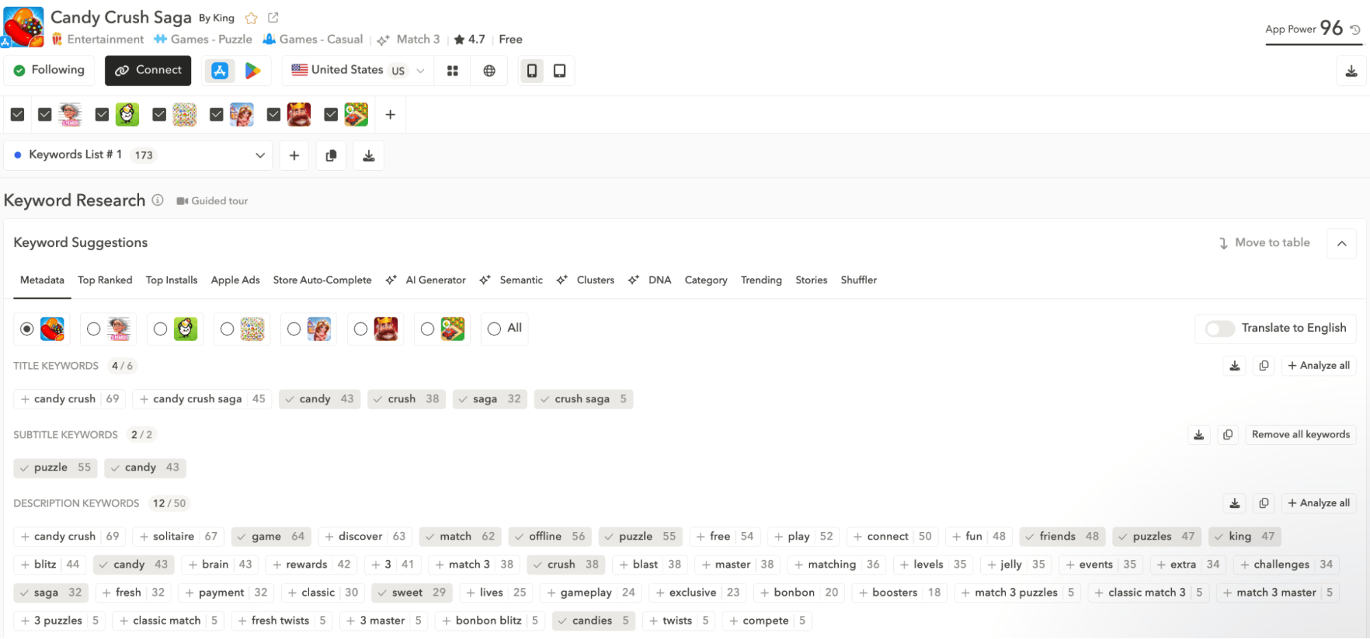 AppTweak's Atlas AI keyword pickers - App Store Optimization
