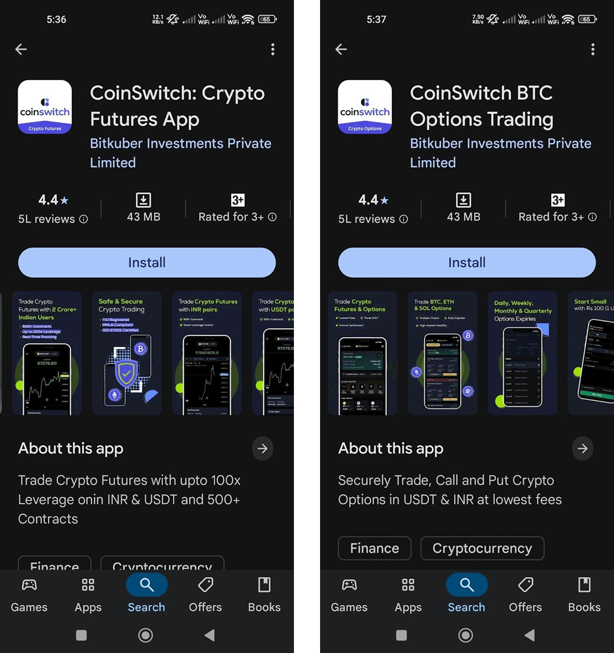 Coinswitch crypto app used AppTweak to research CSLs 