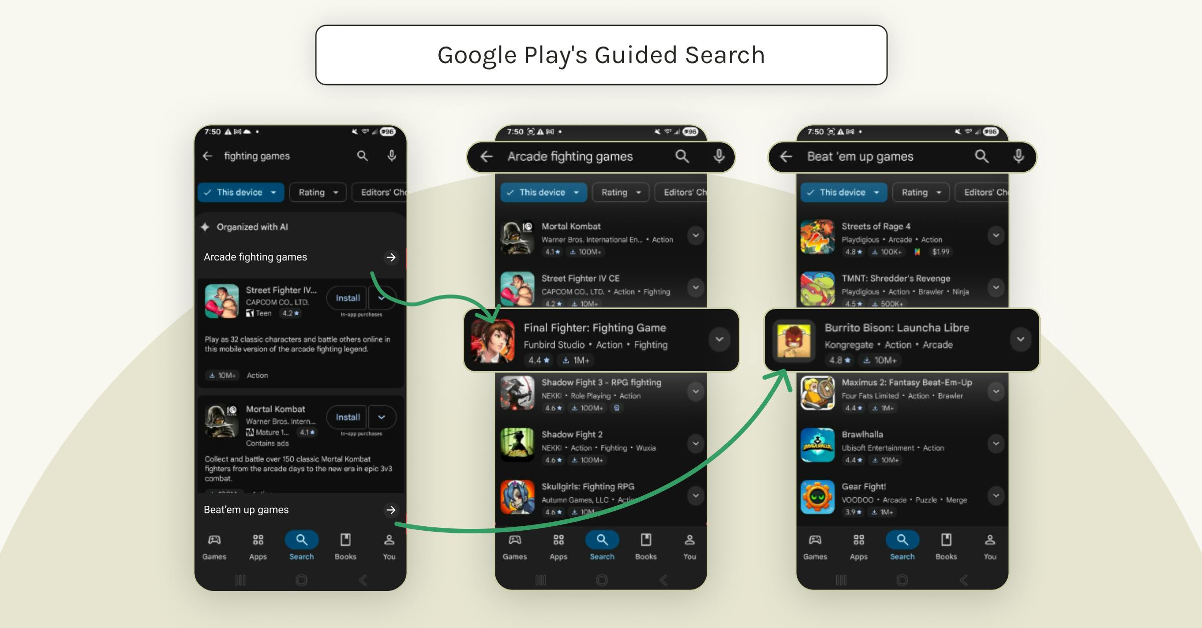 Google Play's Guided Search example