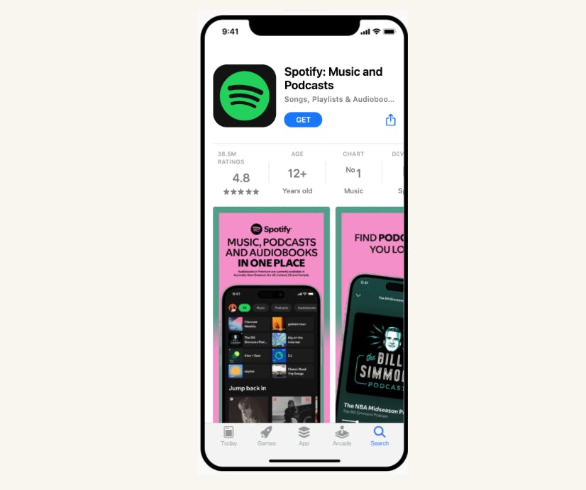 App Store Preview AppTweak of Spotify