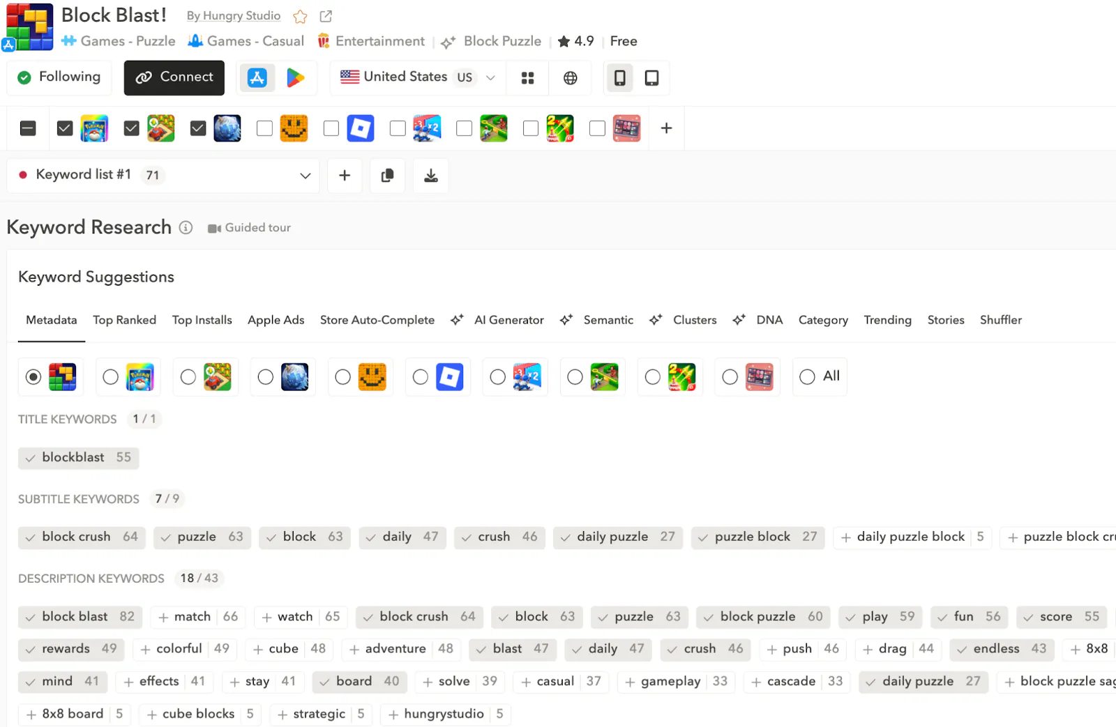 ASO keyword research tools - Advanced app store keyword discovery with 12+ suggestion tools