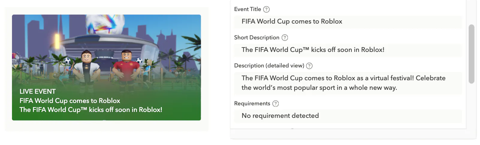 Gaming apps can capitalize on the World Cup as we saw Roblox using a Live Event in the previous World Cup.