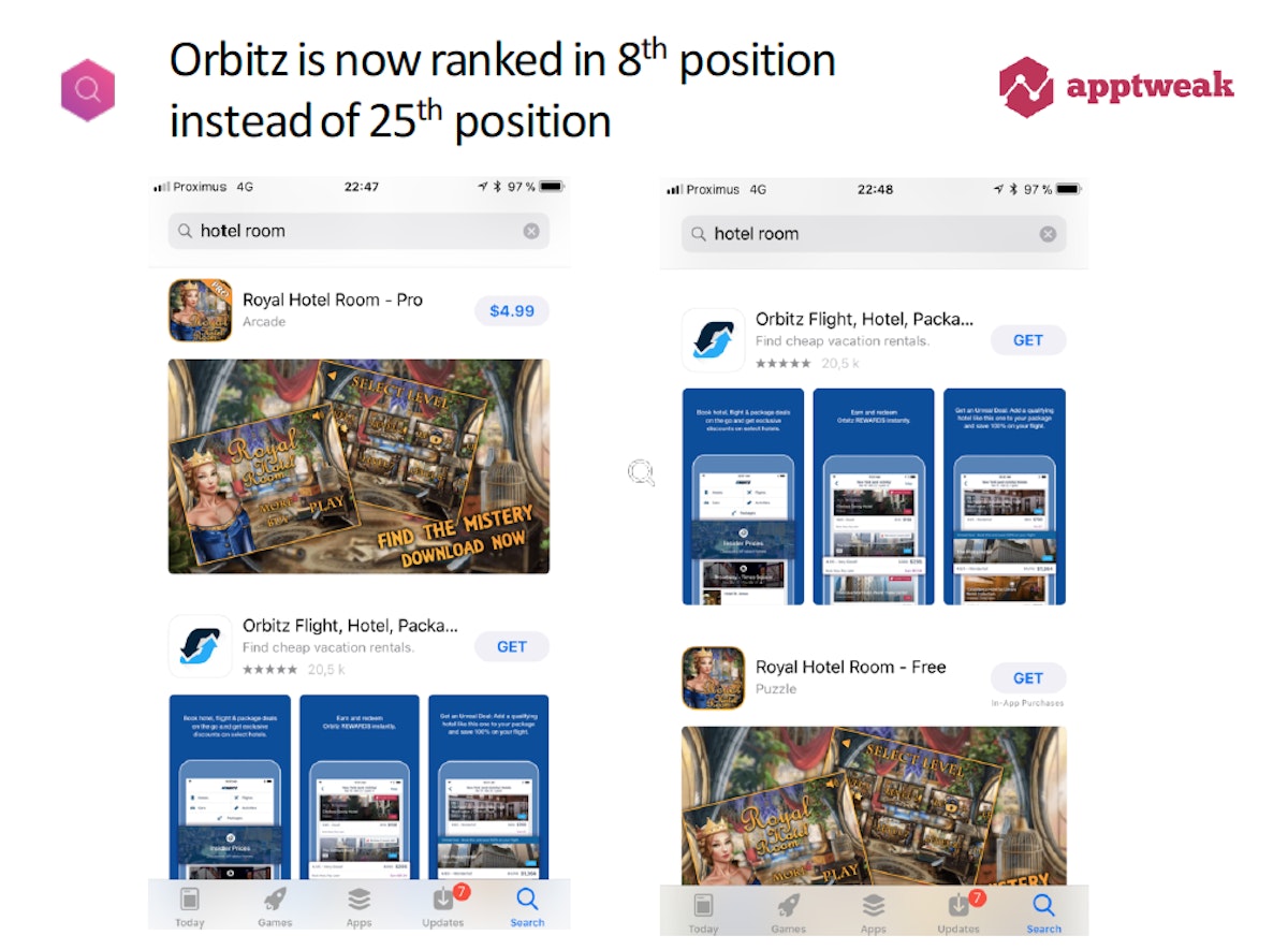 Search Ads app boosted to 8th position in organic search results
