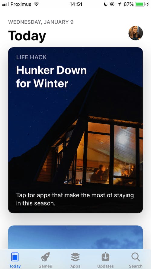 Apple Todayタブ。