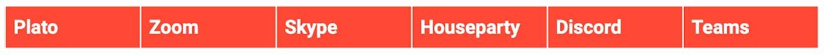 plato、zoom、skype、houseparty、discord、teams