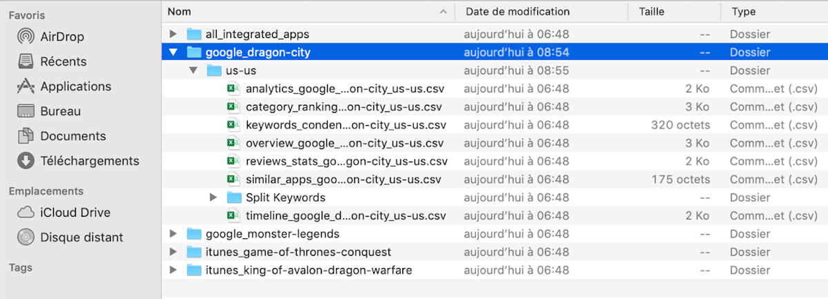 AppTweak ASOツール：エクスポート構造