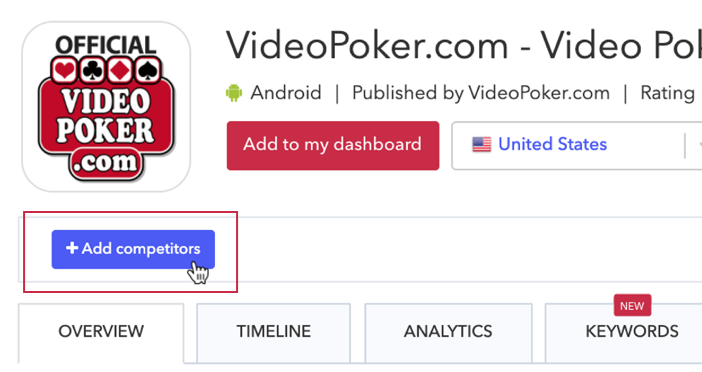 AppTweak ASO Tool: Add Peer Group for Competitor Comparison