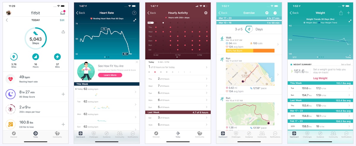 FitbitのiOSスクリーンショットセット(AppTweakから取得)。 FitbitのiOSスクリーンショットセット(AppTweakから取得)。