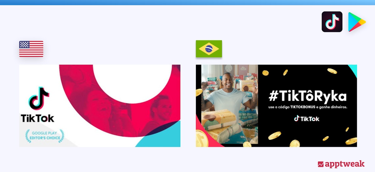 TikTok’s Feature Graphic in the Brazilian Google Play Store, 2021