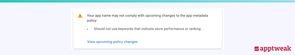 Google 关于元数据中禁用关键词的警告信息
