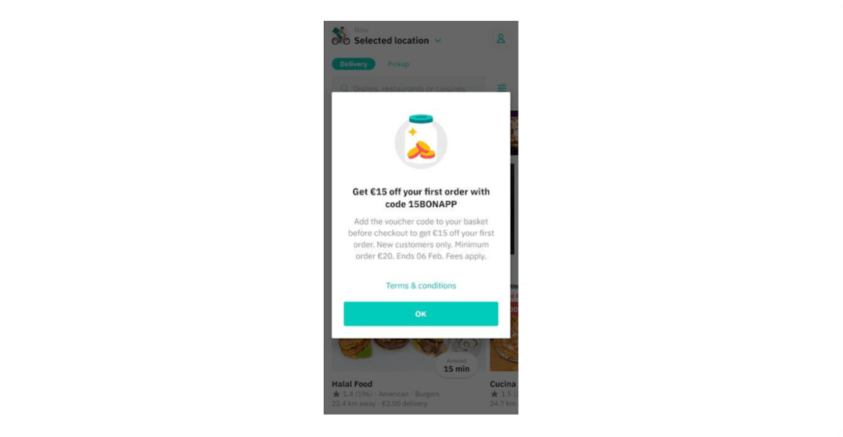 User activation through reciprocity on Deliveroo.