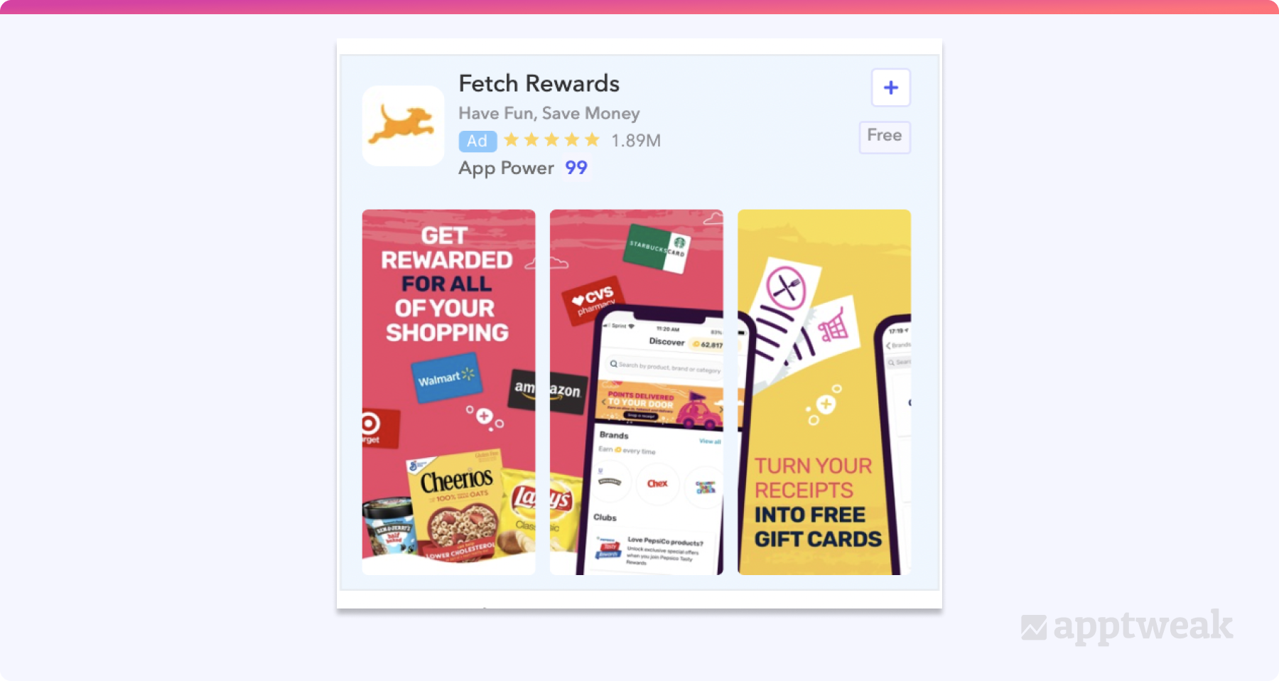 Apple Search Ad being run by Fetch Rewards