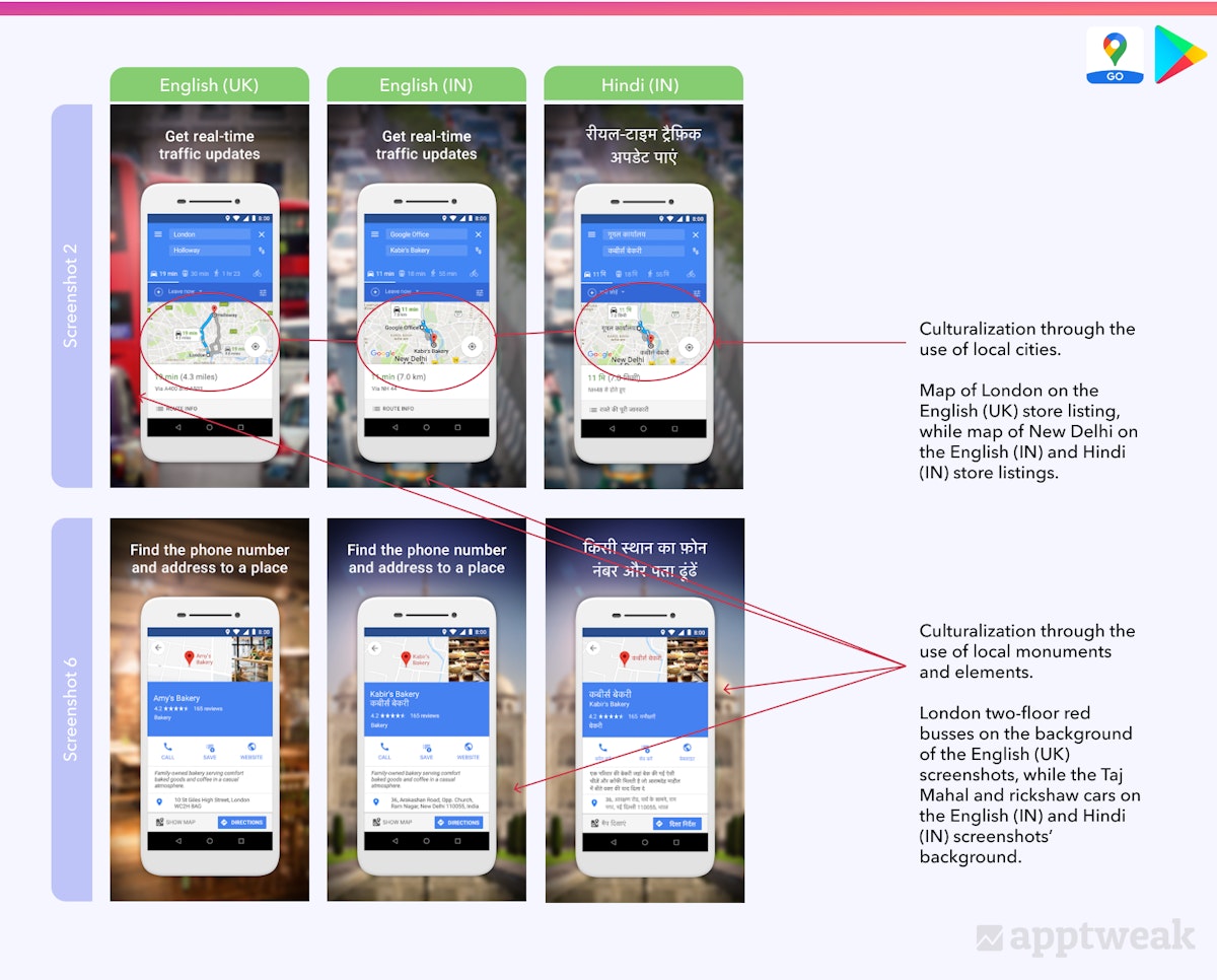Google Play Indiaでのさまざまな言語でのGoogle Maps Goのスクリーンショット