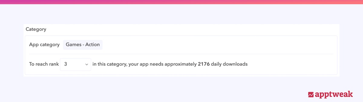 앱 카테고리 순위를 높이기 위해 필요한 일일 다운로드 수를 확인하십시오.