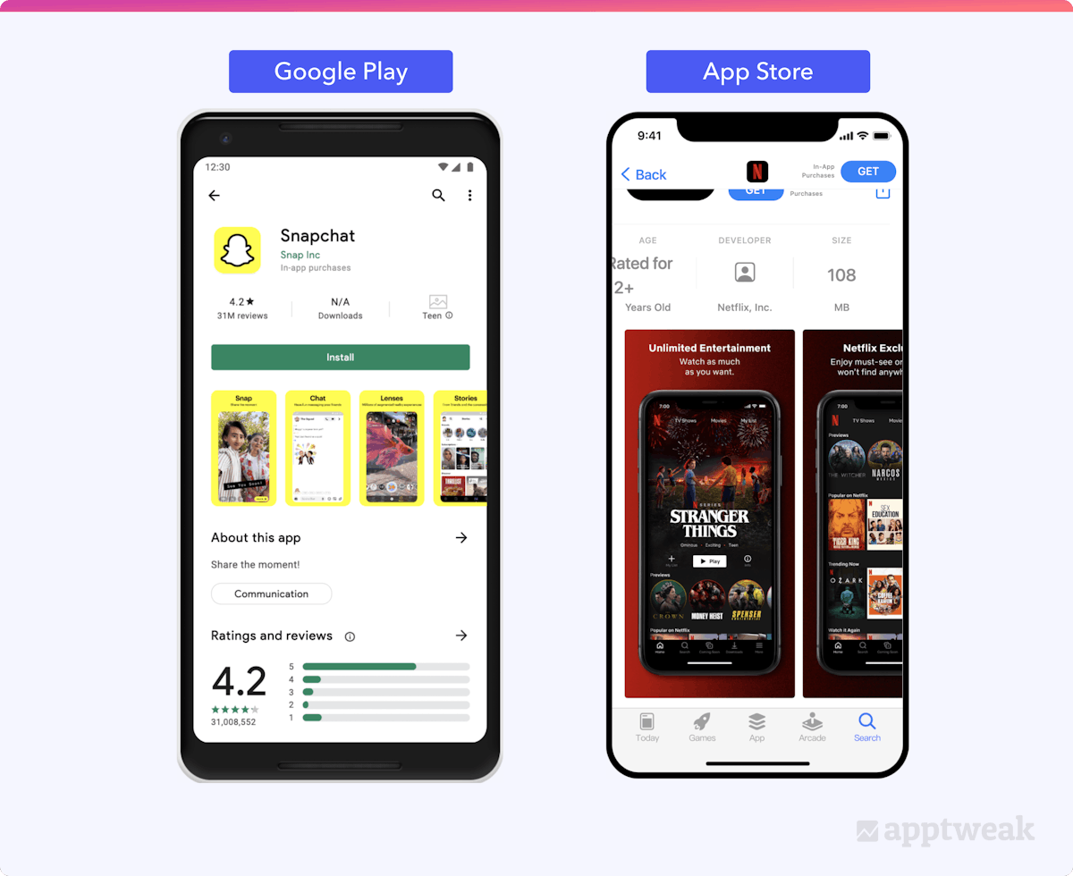 Google Play screenshots, App Store screenshots