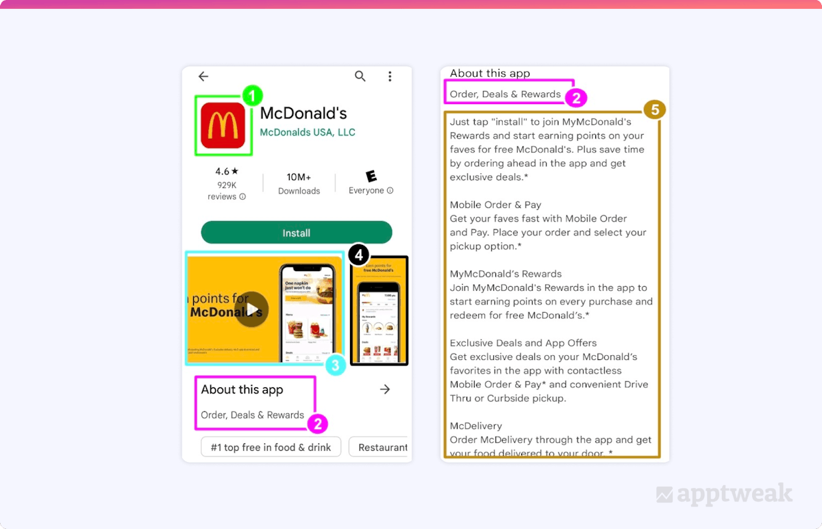 Screenshot of the store listing page for Google Play McDonalds