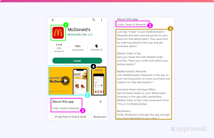 Captura de pantalla de la página de la lista de tiendas de Google Play McDonalds